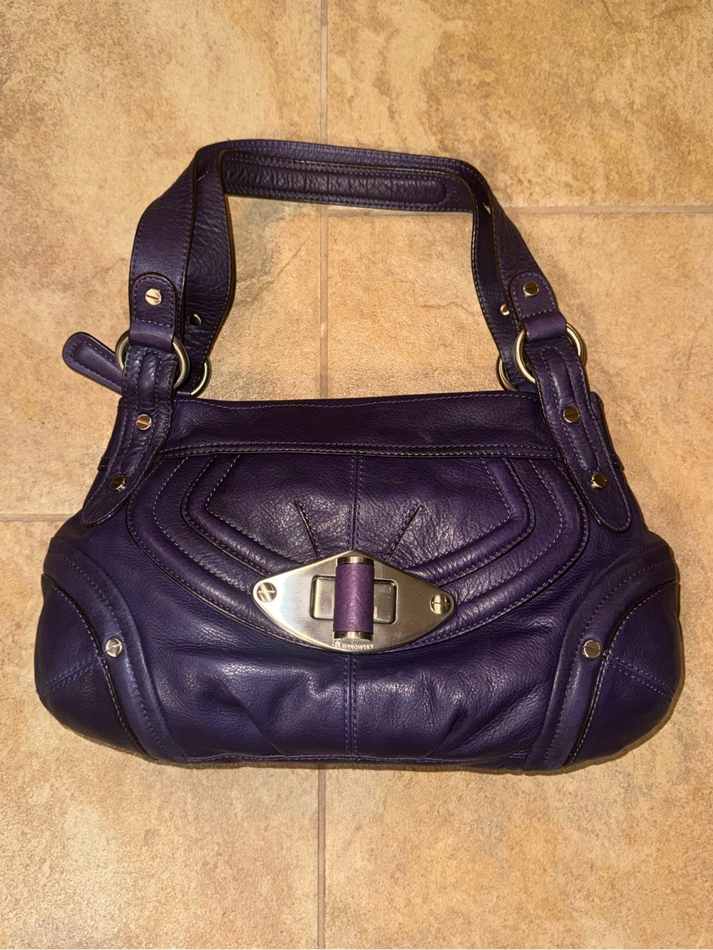 Purple Leather B. Makowsky Handbag Purse
